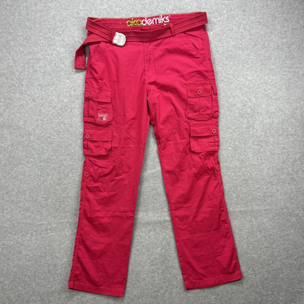 Akademiks Pants Mens 40x34 Pink Cargo Pockets Belt Hip Hop Street Y2K‎ Skate NEW